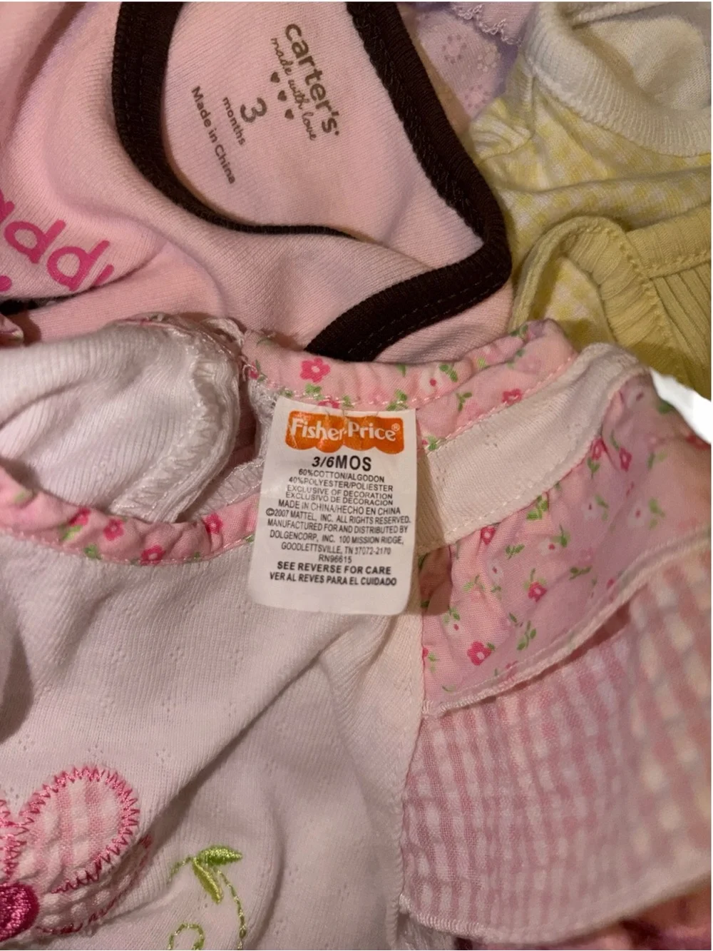 Vintage Y2K Baby Girl 0-6M 7pc Pink Yellow Purple Outfit Bundle Embroidered